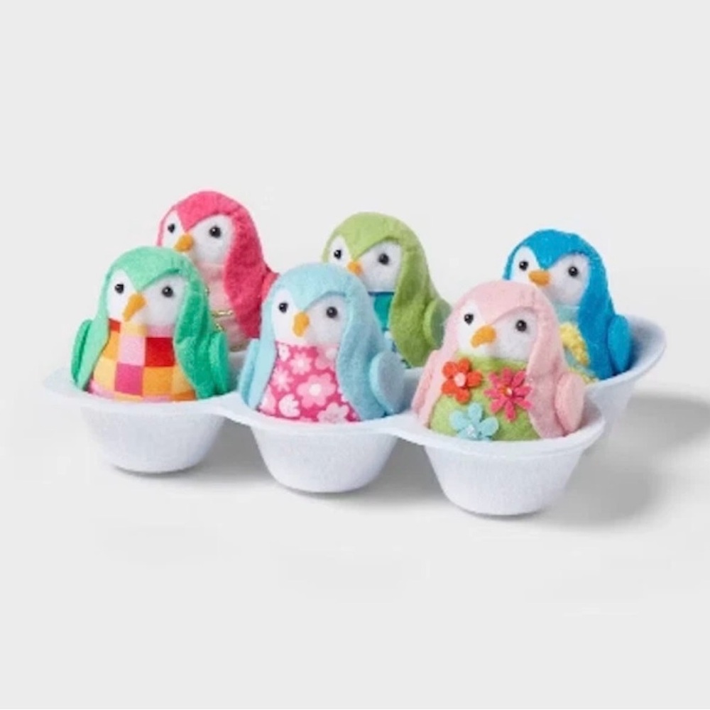 Spritz Featherly Friends Easter Fabric Bird Figurines set of 2